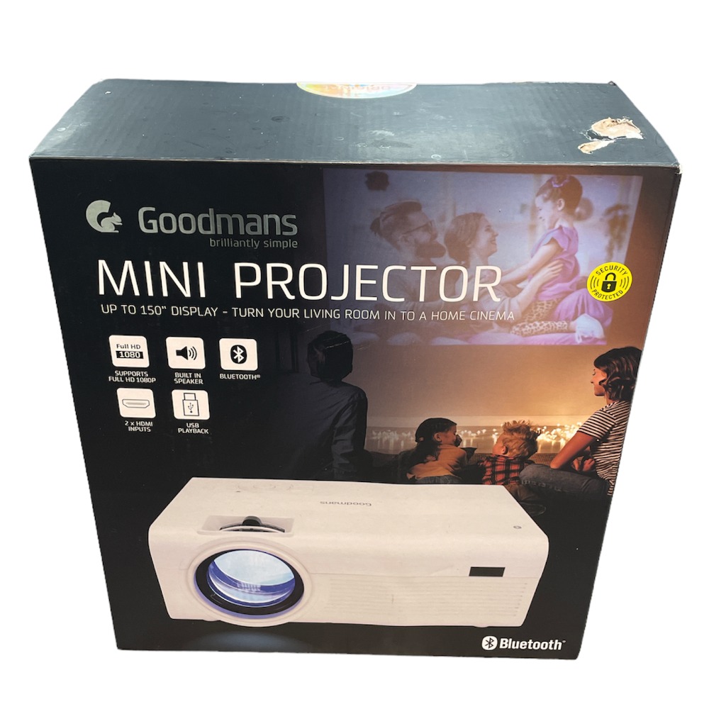 Goodmans Goodmans Mini Projector 2000 ANSI Lumens FHD Projector White